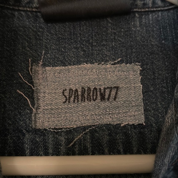 Handmade upcycled boho fringe and crochet patched tattered denim duster jacket - Picture 17 of 17